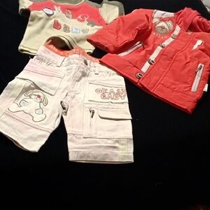 Ash Kids Set with Red Jacket and Cream Shorts